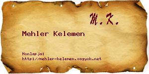 Mehler Kelemen névjegykártya